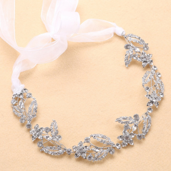 Crystal Tiara Headband Leaf Headpiece Vine bridal - Picture 7 of 8